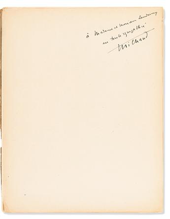 MILHAUD, DARIUS Two items, each Signed, Milhaud: Autograph Letter * Piano score for Le Printemps.
